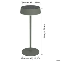EGLO Simeri Tafellamp Buiten - Solar - 31 cm - Groen - Oplaadbaar