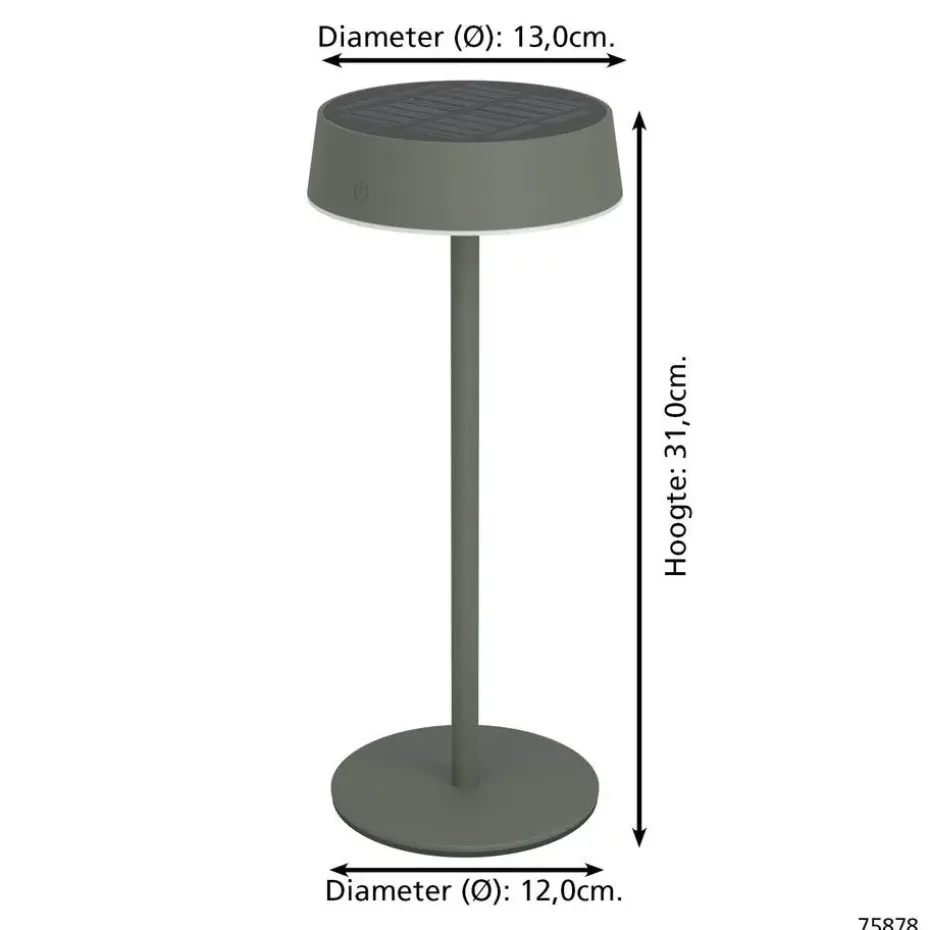 EGLO Simeri Tafellamp Buiten - Solar - 31 cm - Groen - Oplaadbaar