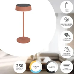 EGLO Simeri Tafellamp Buiten - Solar - 31 cm - Oranje - Oplaadbaar