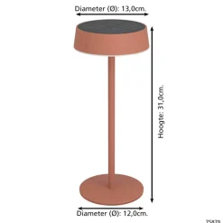EGLO Simeri Tafellamp Buiten - Solar - 31 cm - Oranje - Oplaadbaar