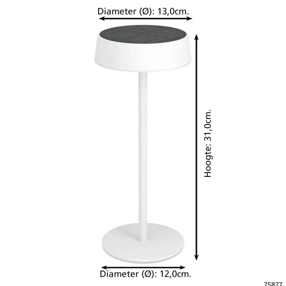 EGLO Simeri Tafellamp Buiten - Solar - 31 cm - Wit - Oplaadbaar