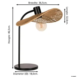 EGLO Siruela Tafellamp - E27 - H 46.5 cm - Papier - Natuur