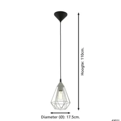 EGLO Tarbes Hanglamp - E27 - Ø 17,5 cm - Grijs