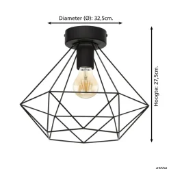 EGLO Tarbes Plafondlamp - E27 - Ø 32,5 cm - Zwart