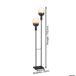 EGLO Valdemoro Vloerlamp - E27 - 110,5 cm - Zwart - Staal