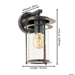 EGLO Valdeo Wandlamp - E27 - 27,5 cm - Koper Antiek