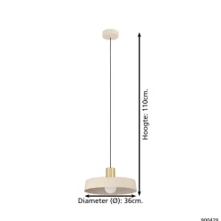 EGLO Valdiola Hanglamp - E27 - Ø 36 cm - Beige/Goud - Staal