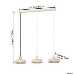EGLO Valdiola Hanglamp - E27 - 93 cm - Beige/Goud - Staal