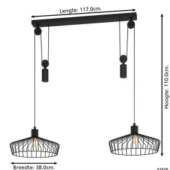 EGLO Winkworth Hanglamp - E27 - Ø 50 cm - Zwart
