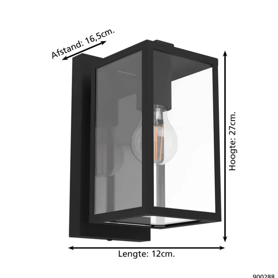 EGLOBudroneWandlampBuiten-E27-27cm-Zwart