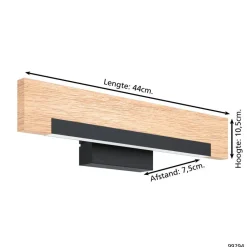 EGLOCamachoWandlamp-LED-44cm-Zwart/Bruin