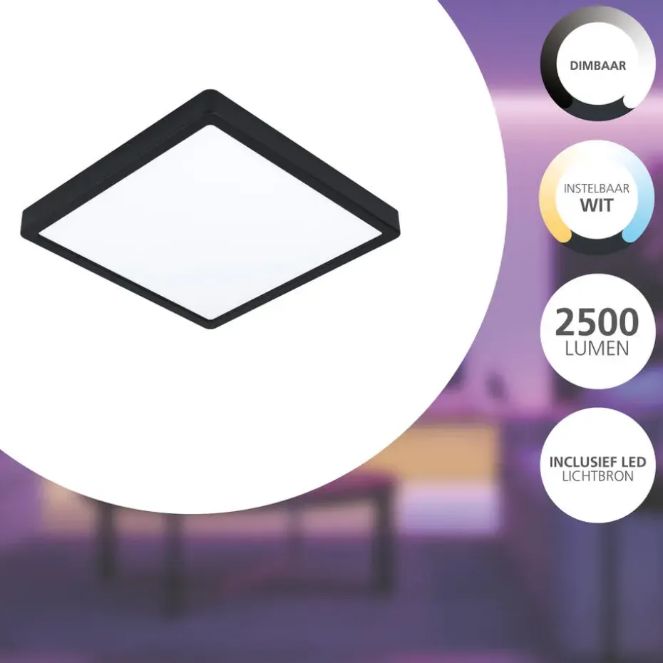 EGLOconnect.zFueva-ZSmartOpbouwlamp-28,5cm-Zwart -Dimbaar