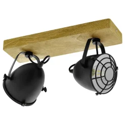 EGLOGatebeck-wand/plafondlamp-2-lichts-E14-hout/zwart