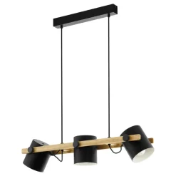 EGLOHornwoodHanglamp-E27-78cm-Zwart/Crème/Bruin