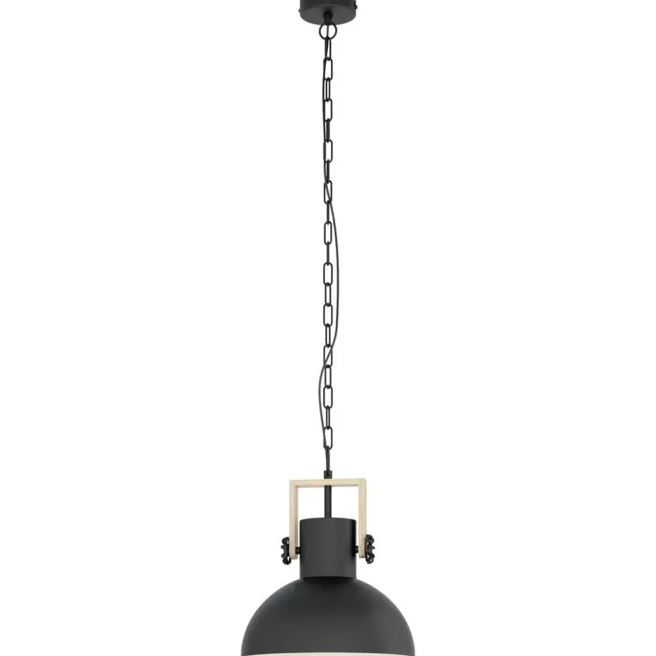 EGLOLubenhamHanglamp-1lichts-Ø30cm.-E27-Zwart/hout