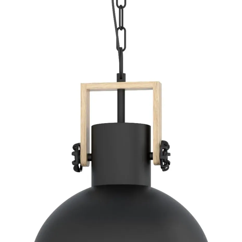 EGLOLubenhamHanglamp-1lichts-Ø30cm.-E27-Zwart/hout