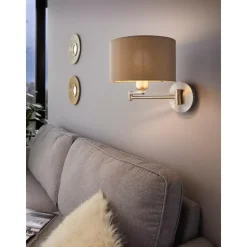 EGLOMaserlo-Wandlamp-1Lichts-ø23cm-Nikkel-Mat-Taupe-Goud