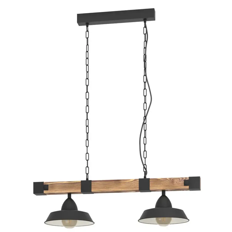 EGLOOldburyHanglamp-E27-86cm-Zwart/Bruin/Landelijk