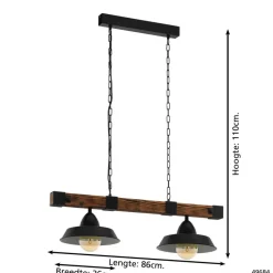 EGLOOldburyHanglamp-E27-86cm-Zwart/Bruin/Landelijk