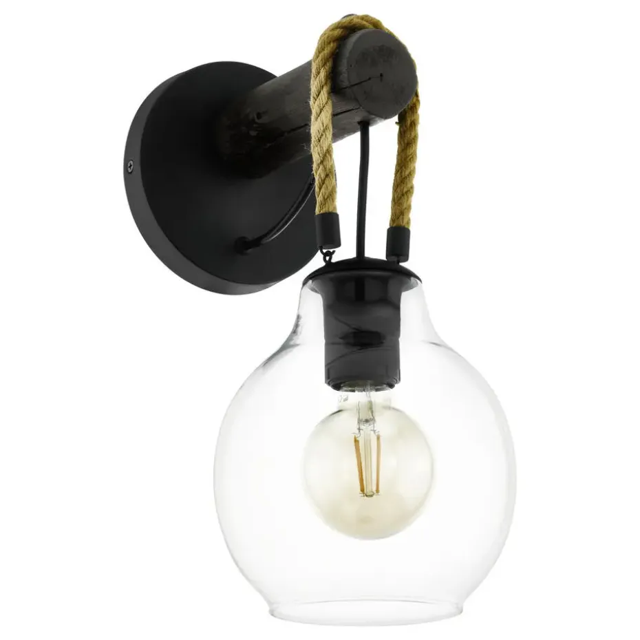 EGLORodingWandlamp-E27-35cm-Zwart/Bruin