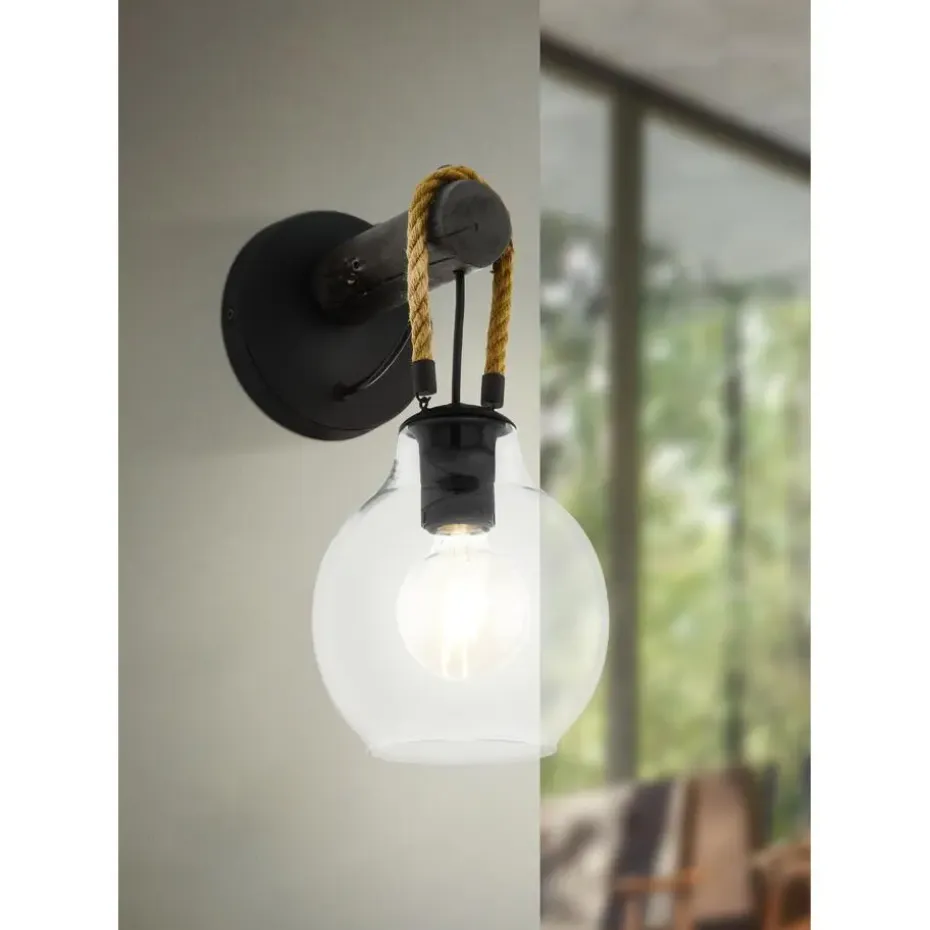 EGLORodingWandlamp-E27-35cm-Zwart/Bruin