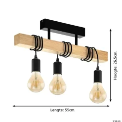 EGLOTownshendPlafondlamp-E27-55cm-Zwart/Bruin