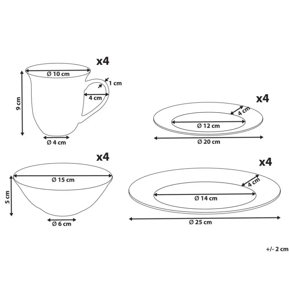 ELDERBERRY - Servies set van 16 - Wit - Porselein