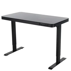 Elektrisch verstelbaar bureau / thuiswerkplek - 120x60 cm - Glas zwar