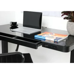 Elektrisch verstelbaar bureau / thuiswerkplek - 120x60 cm - Glas zwar
