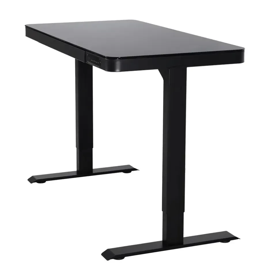 Elektrisch verstelbaar bureau / thuiswerkplek - 120x60 cm - Glas zwar