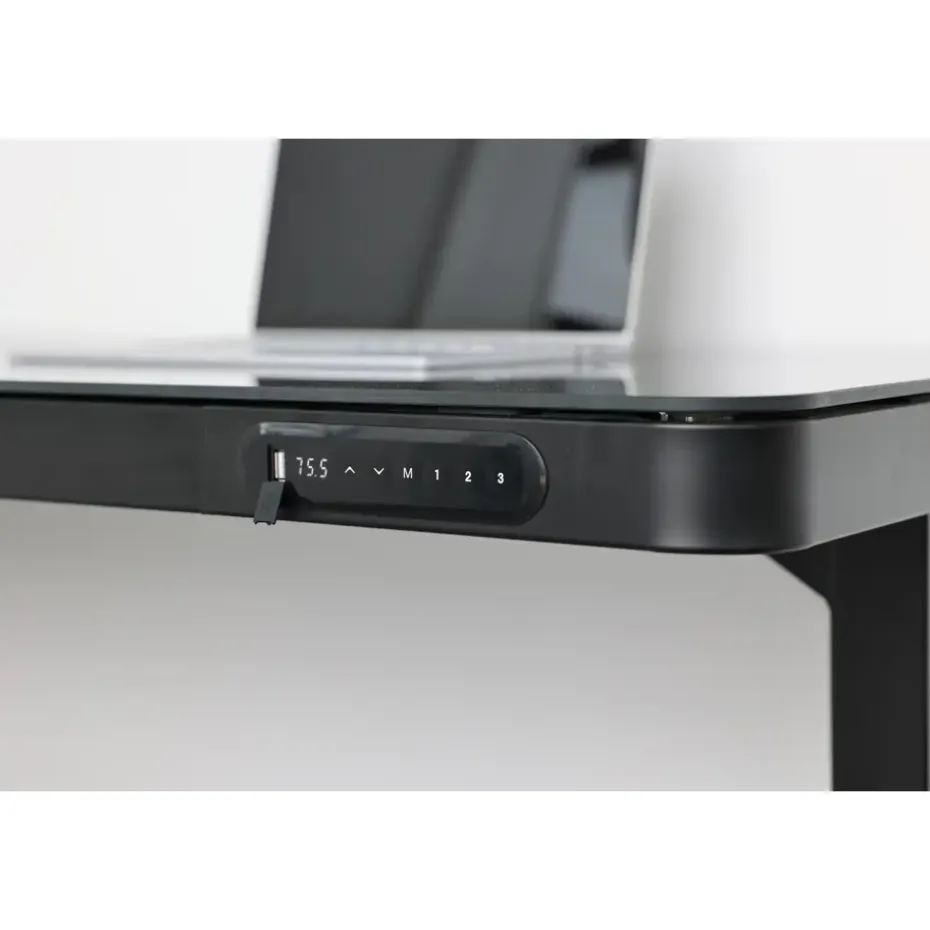 Elektrisch verstelbaar bureau / thuiswerkplek - 120x60 cm - Glas zwar