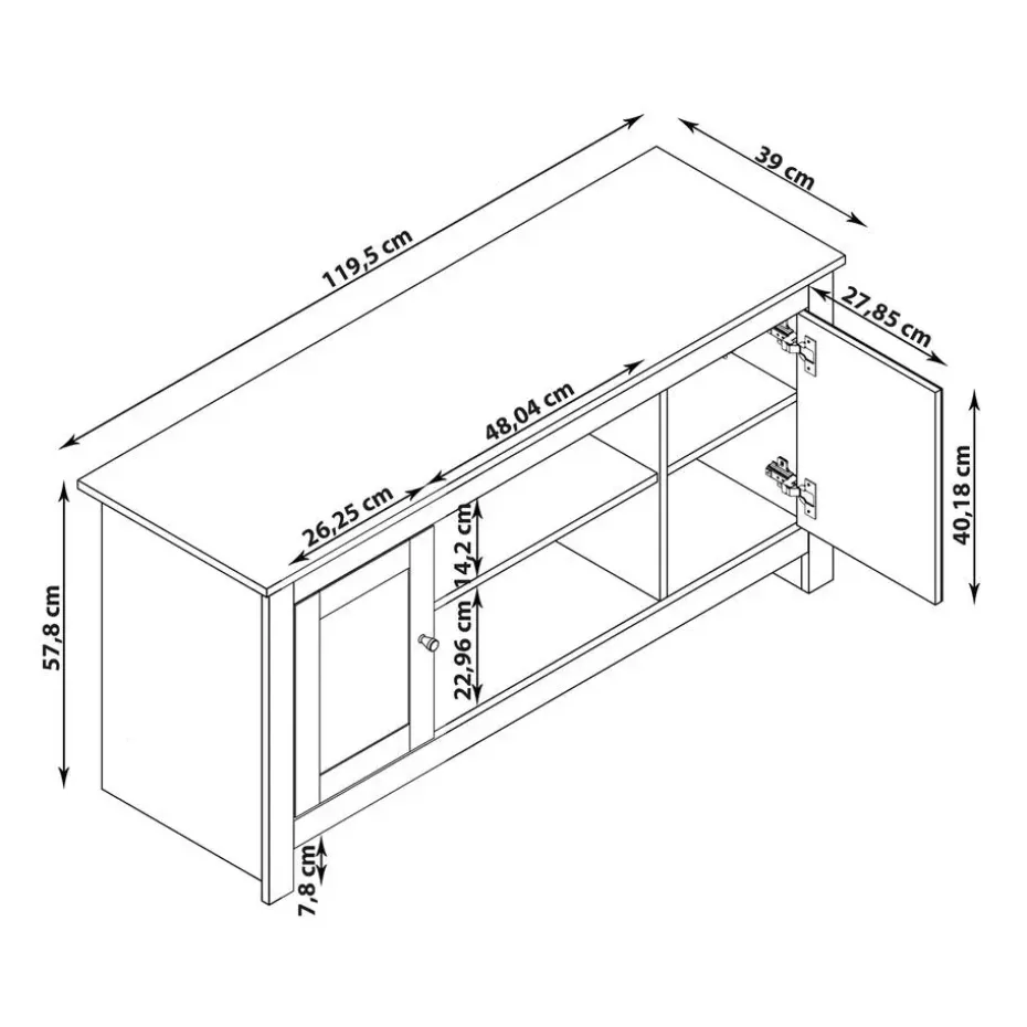 Emerald - TV-meubel met 2 eiken spaanplaatdeuren