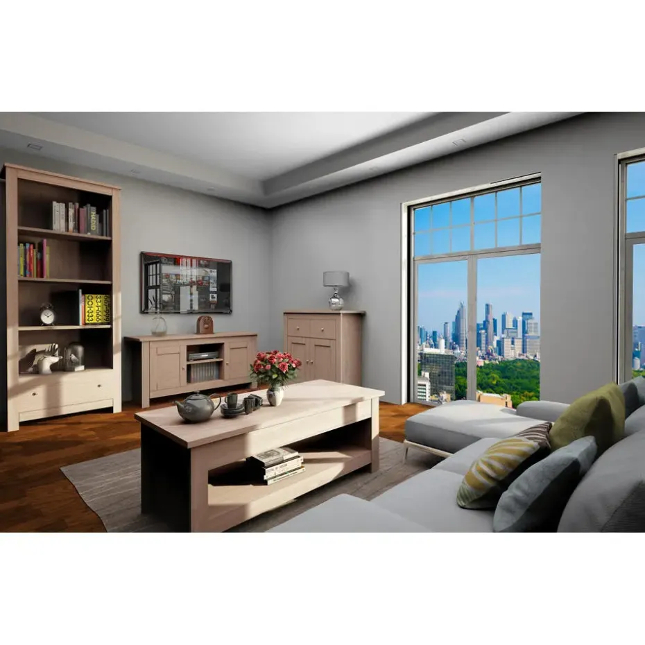 Emerald - TV-meubel met 2 eiken spaanplaatdeuren