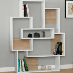 Emob Boekenplank Woody Fashion - 101 x 22 x 132 cm - Eiken-wit-design