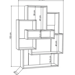 Emob Boekenplank Woody Fashion - 101 x 22 x 132 cm - Eiken-wit-design