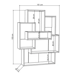 Emob Boekenplank Woody Fashion - 101 x 22 x 132 cm - Eiken-wit-design