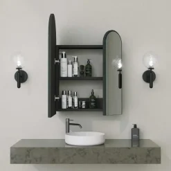 Emob Houten Zwart Badkamerkastje - 100% MDF - 45 cm Hoogte