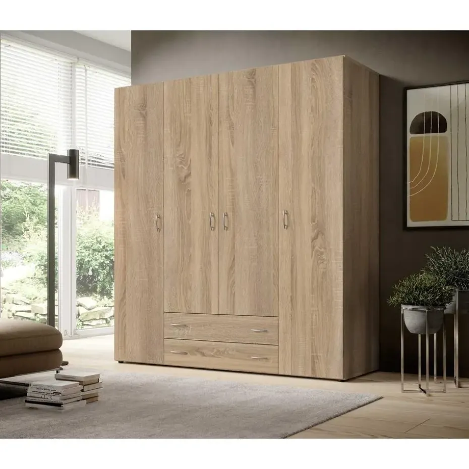Emob Kledingkast Base - 160 x 52 x 177 cm - Wotan Oak-design