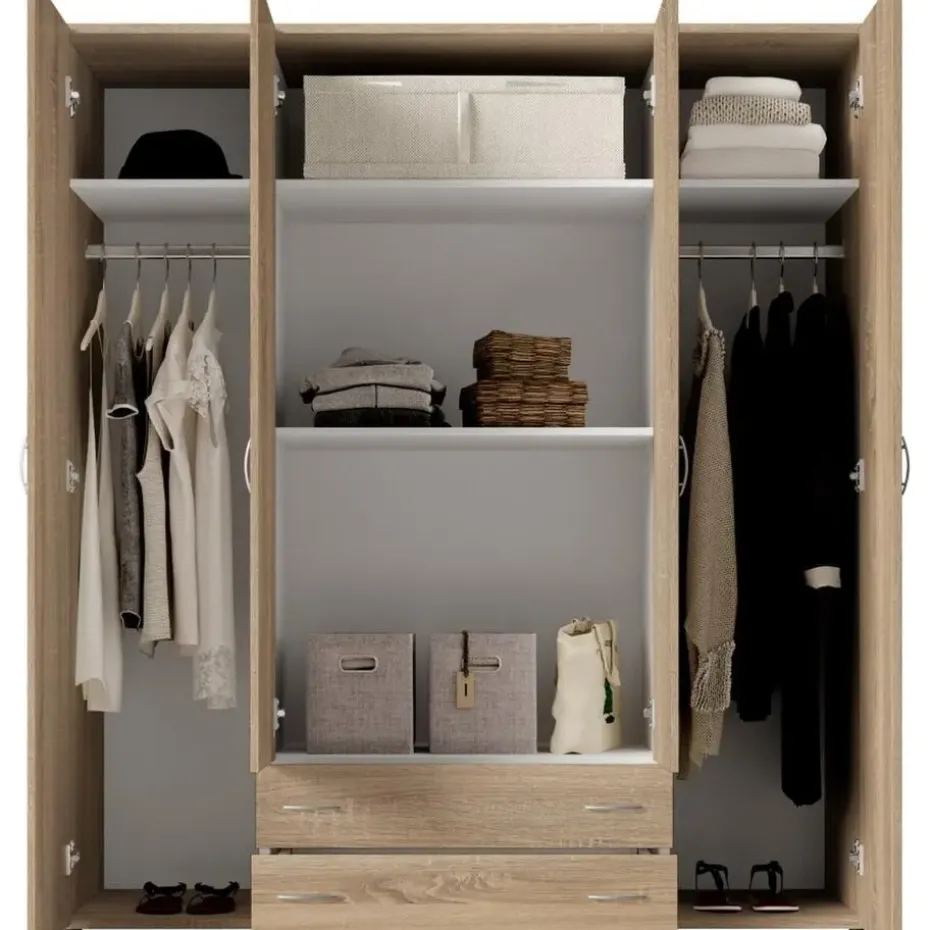 Emob Kledingkast Base - 160 x 52 x 177 cm - Wotan Oak-design