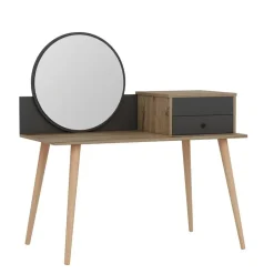 Emob Make-uptafel Woody Fashion - 120 x 60 x 96 cm - Walnut Anthracite-design