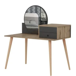 Emob Make-uptafel Woody Fashion - 120 x 60 x 96 cm - Walnut Anthracite-design