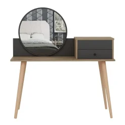 Emob Make-uptafel Woody Fashion - 120 x 60 x 96 cm - Walnut Anthracite-design