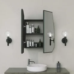 Emob Spiegelkast Woody Fashion - 50 x 12 x 45 cm - Zwart