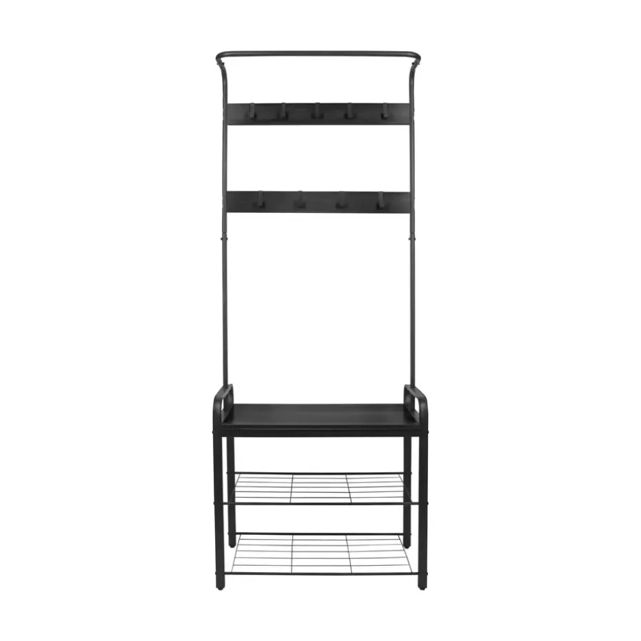 ERRO Kapstok met schoenenrek - 72x34x183cm - zwart