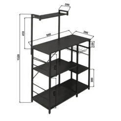 ERRO Keukenrek - opbergrek keuken - 90x40x132cm - zwart