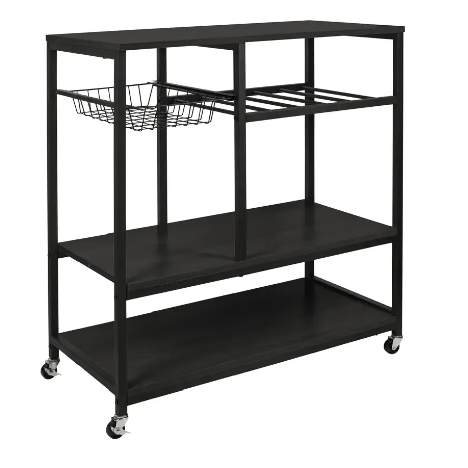 ERRO Keukentrolley op wieltjes - keukenrek - 80x40x85cm - zwart