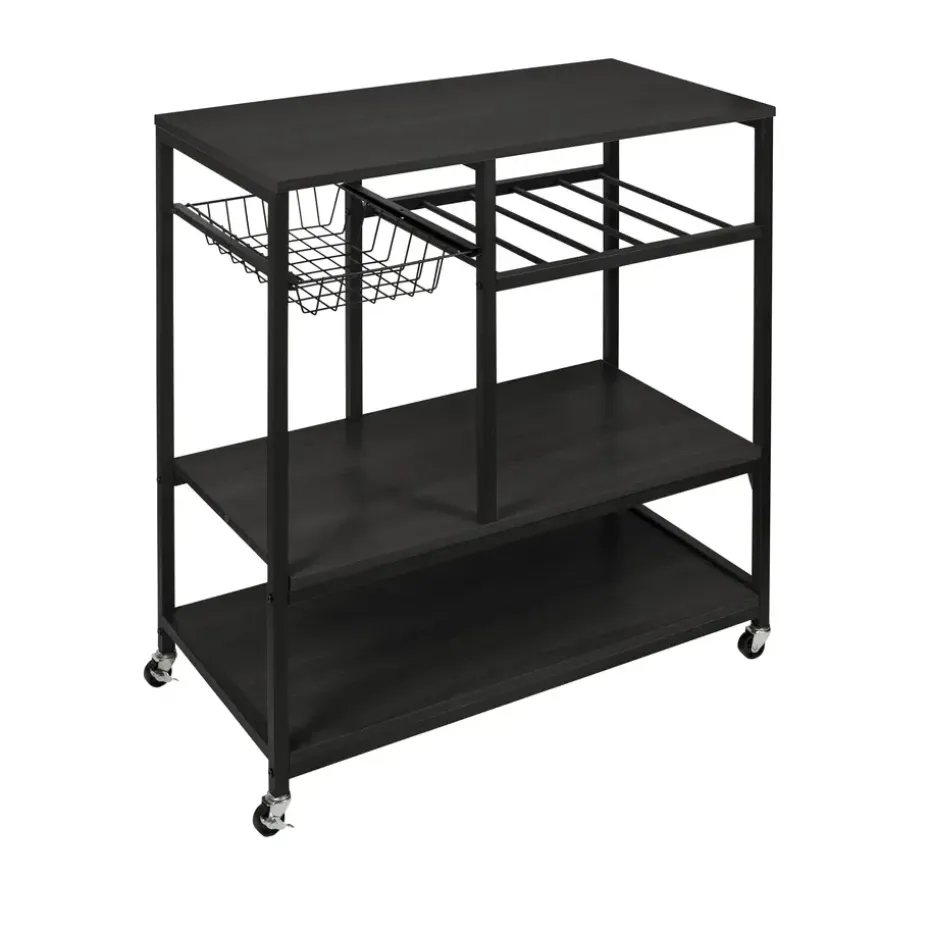 ERRO Keukentrolley op wieltjes - keukenrek - 80x40x85cm - zwart