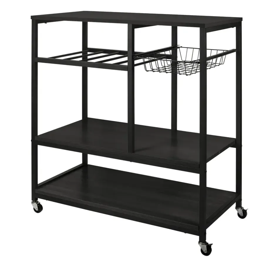 ERRO Keukentrolley op wieltjes - keukenrek - 80x40x85cm - zwart