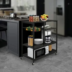 ERRO Keukentrolley op wieltjes - keukenrek - 80x40x85cm - zwart
