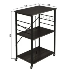 ERRO Serveerwagen - keukentrolley - 60x40x89 cm - zwart